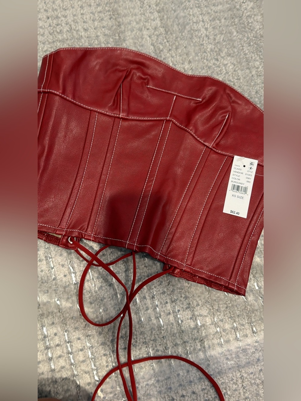 Edikted Red Faux Leather Corset Top xs NWT